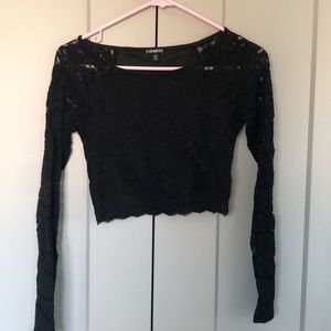 Black lace crop top